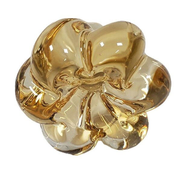 8.5" Bud Vase Clear Glass Iridescent Gold  Swirl Bottom Top Fluted Hand Blown - Picture 5 of 5